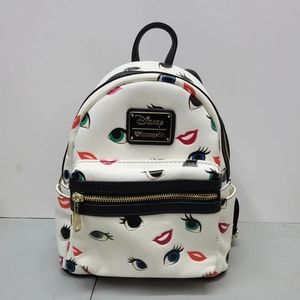 Disney Loungefly Princess Eyes Lips Print Mini Backpack Vintage Cute Disney Bag